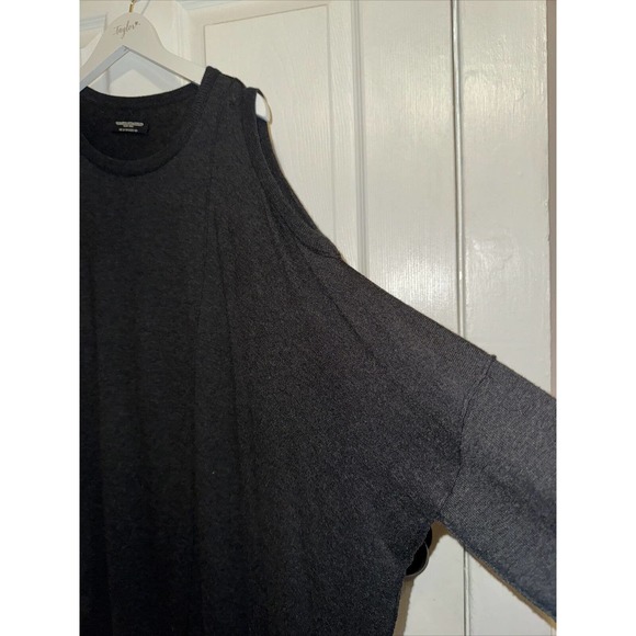 AllSaints Roulo Jumper Sweater Dress Gray Asymmetrical Cold Shoulder Tunic Sz 8 - Picture 2 of 6
